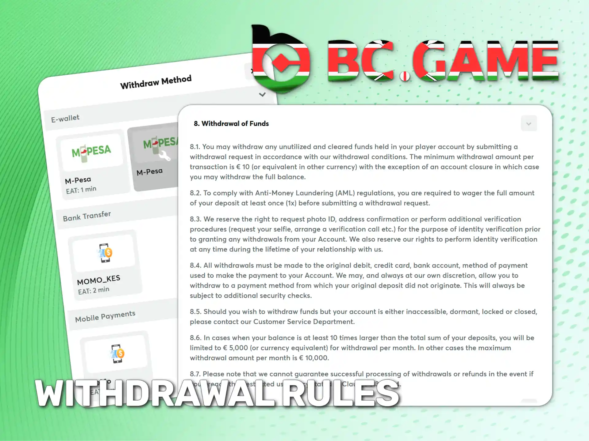 Follow BC Game official rules to successfully withdraw your winnings.