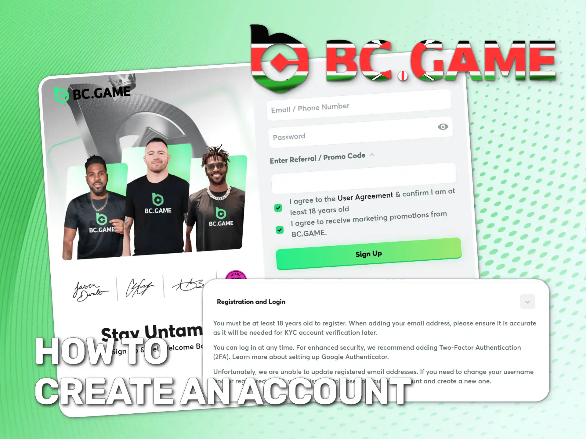 Register your account on the official BC Game Kenya website.